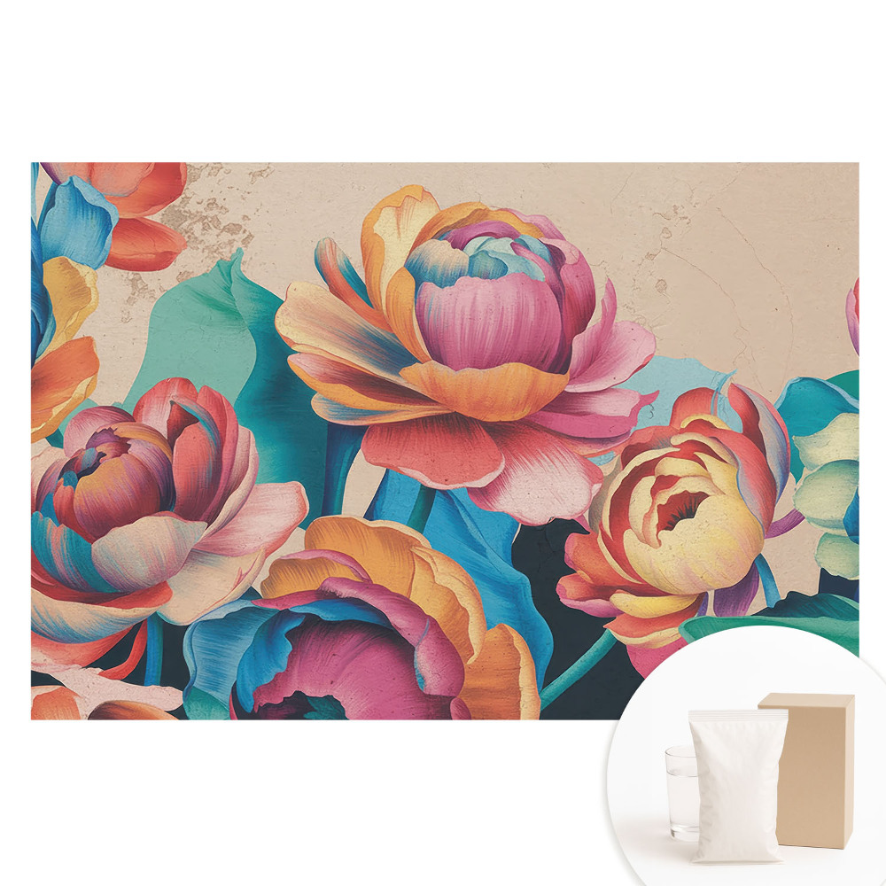 Papier peint photo grand format pour le mur Fleurs rétro énergiques