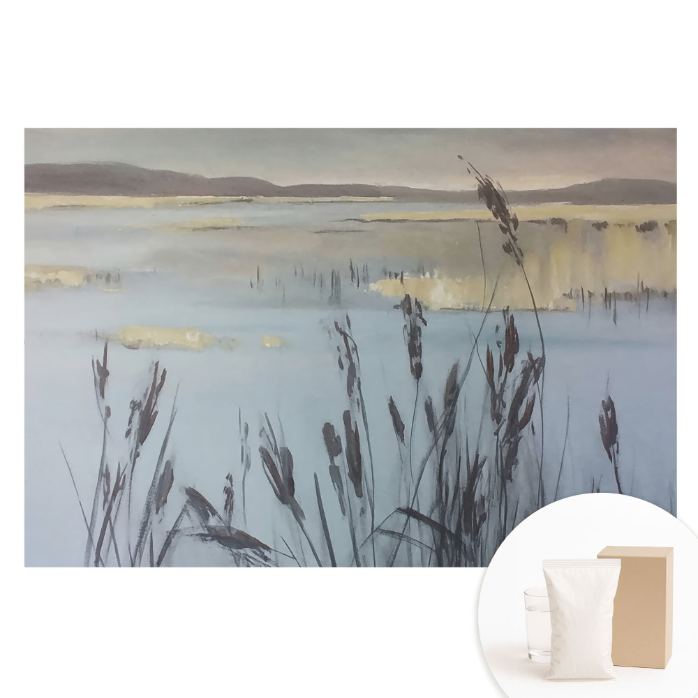 Papier peint intissé imprimé Lac bordé de roseaux, espace réfléchissant