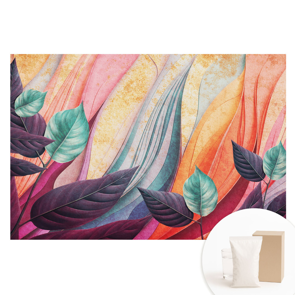 Papier peint photographique sur tissu non tissé fond abstrait de feuilles colorées