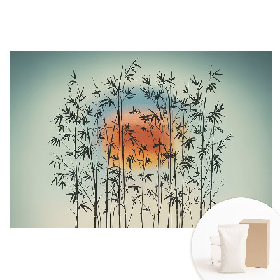Papier peint photo grand format Pousses de bambou au coucher de soleil harmonieux