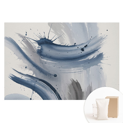 Papier peint photo intissé motif coups de pinceau abstraits bleus