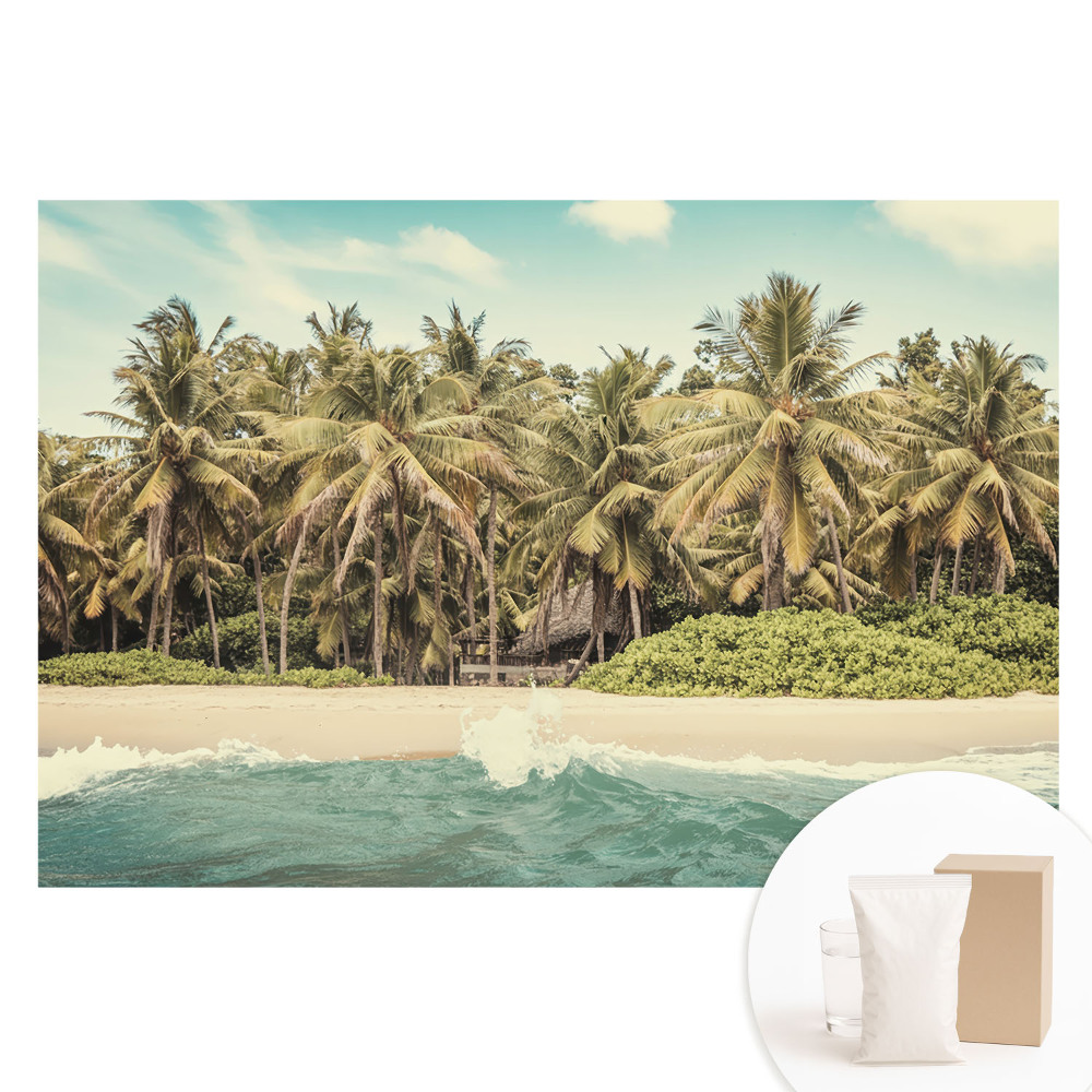 Papier peint photo sur tissu non tissé Paradis tropical avec palmiers et ciel bleu