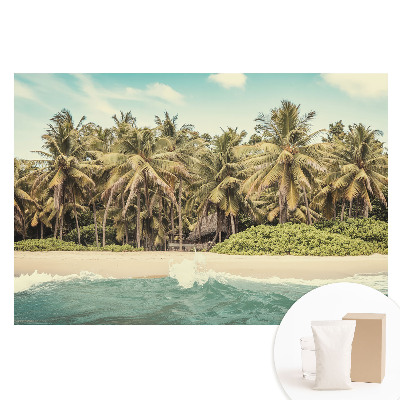 Papier peint photo sur tissu non tissé Paradis tropical avec palmiers et ciel bleu