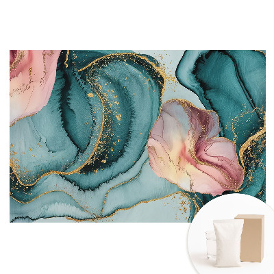 Papier peint photo grand format pour le mur Vagues abstraites vertes et roses