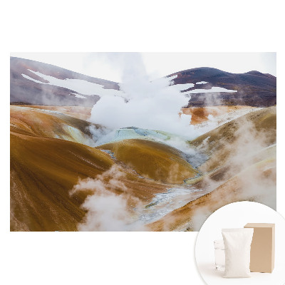 Papier peint photo grand format pour le mur collines colorées, brume naturelle