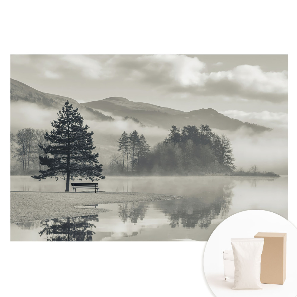 Papier peint photographique intissé Un brouillard charmant sur le lac dans un style classique
