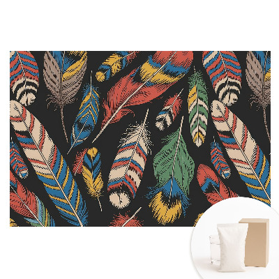 Papier peint photo grand format pour le mur plumes colorées dans un style bohème