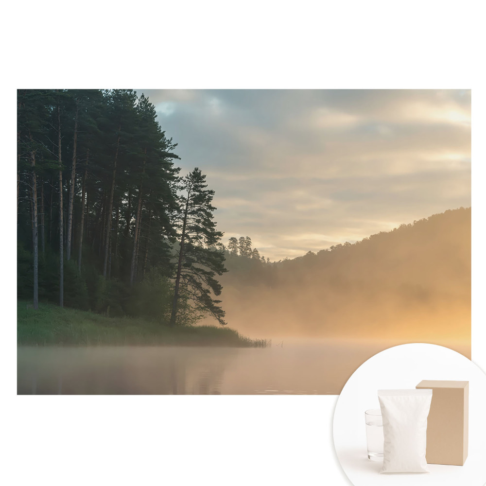 Papier peint panoramique intissé Paysage brumeux le matin