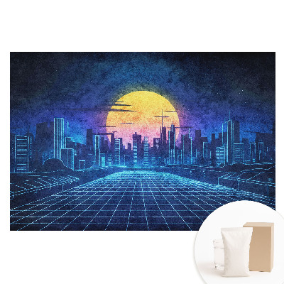 Papier peint intissé imprimé Coucher de soleil dans une ville futuriste