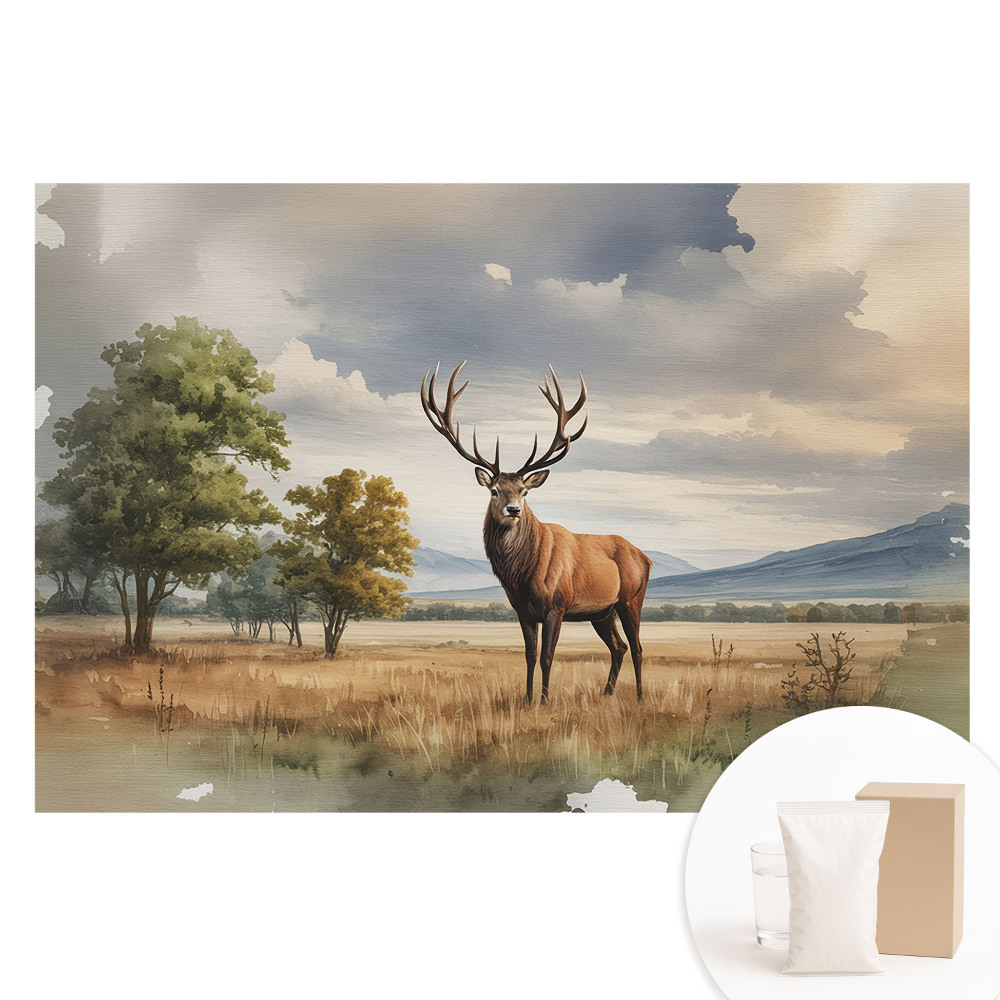 Papier peint photo grand format Cerfs dans un paysage d'automne