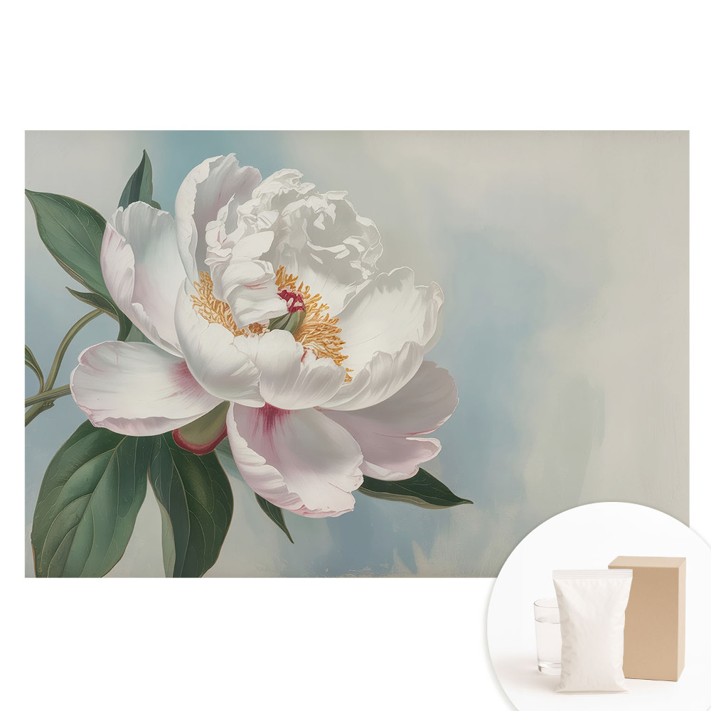 Papier peint photo sur tissu non tissé Pivoine sur fond bleu