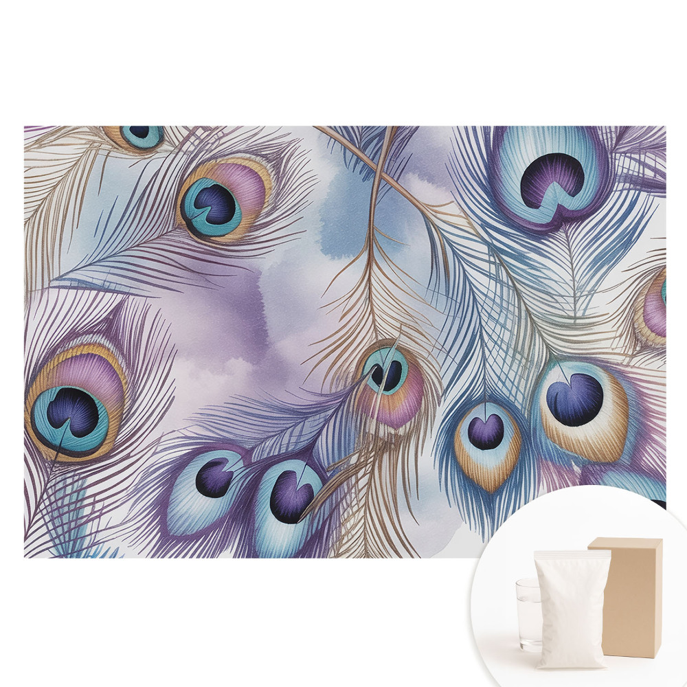 Papier peint photo grand format pour le mur plumes de paon abstraites pastel
