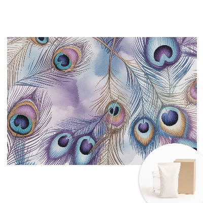 Papier peint photo grand format pour le mur plumes de paon abstraites pastel