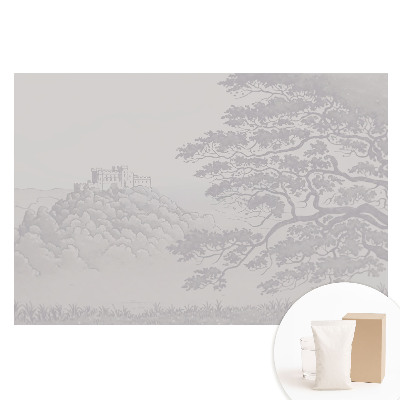 Papier peint panoramique intissé représentant un paysage de château entouré d'arbres