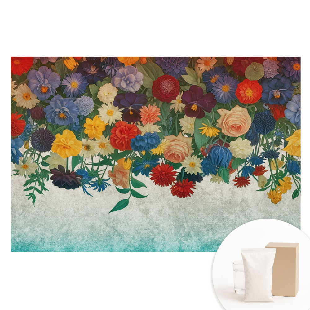 Papier peint photo imprimé sur tissu non tissé Motif floral rustique harmonieux.