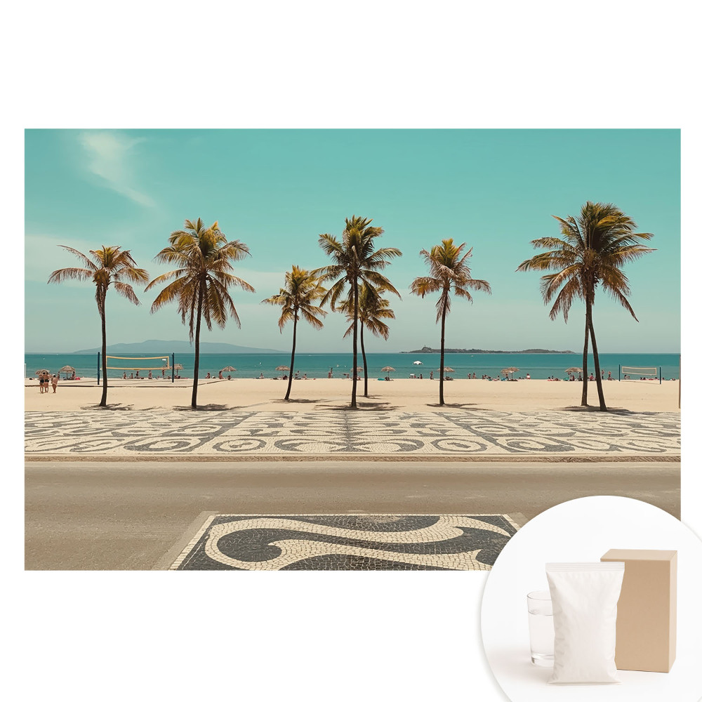 Papier peint photo grand format Plage tropicale avec palmiers et océan