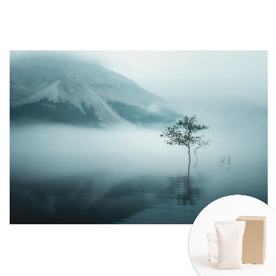 Papier peint photo sur tissu non tissé Arbre solitaire dans le brouillard matinal