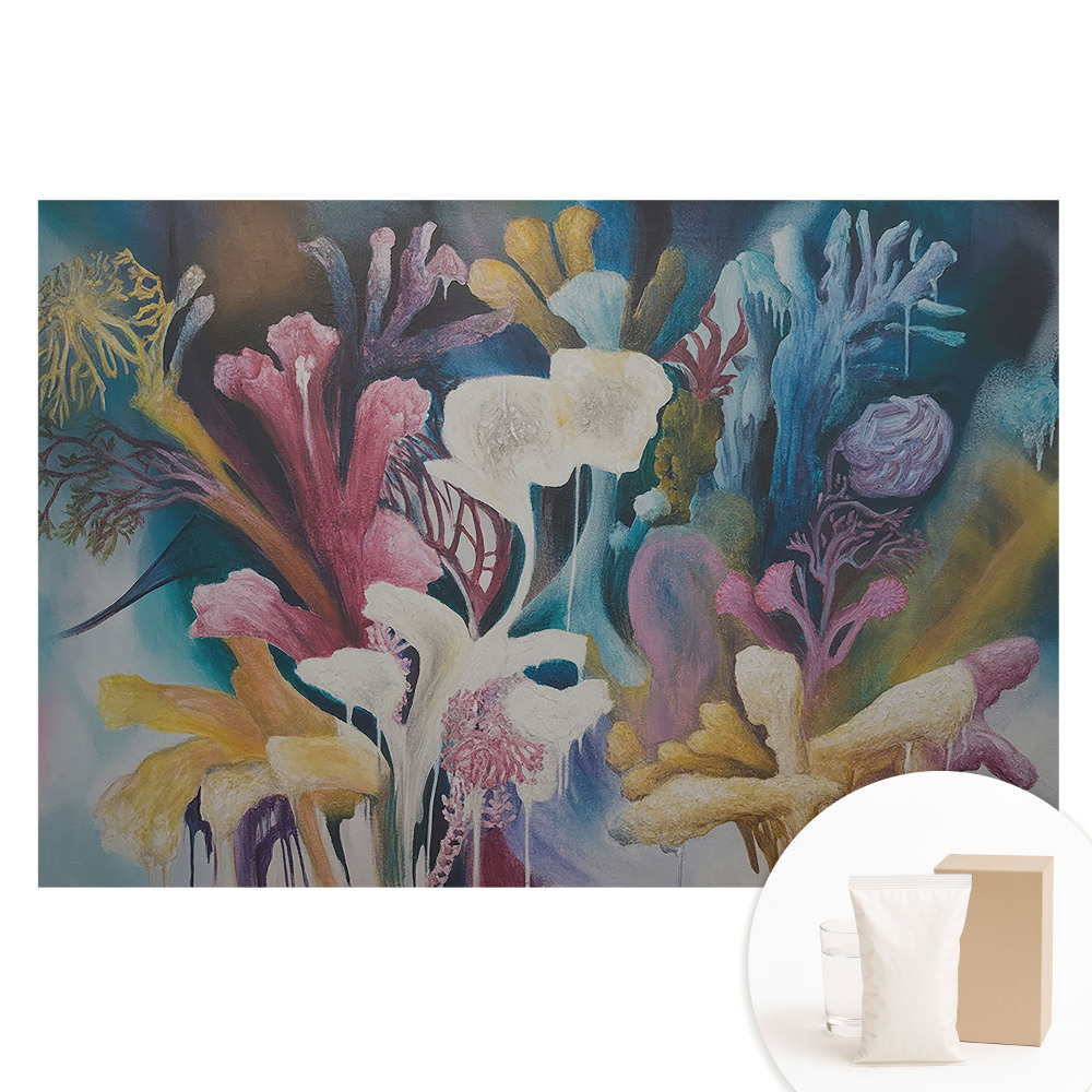 Papier peint photo grand format motif paysage de fleurs abstraites colorées