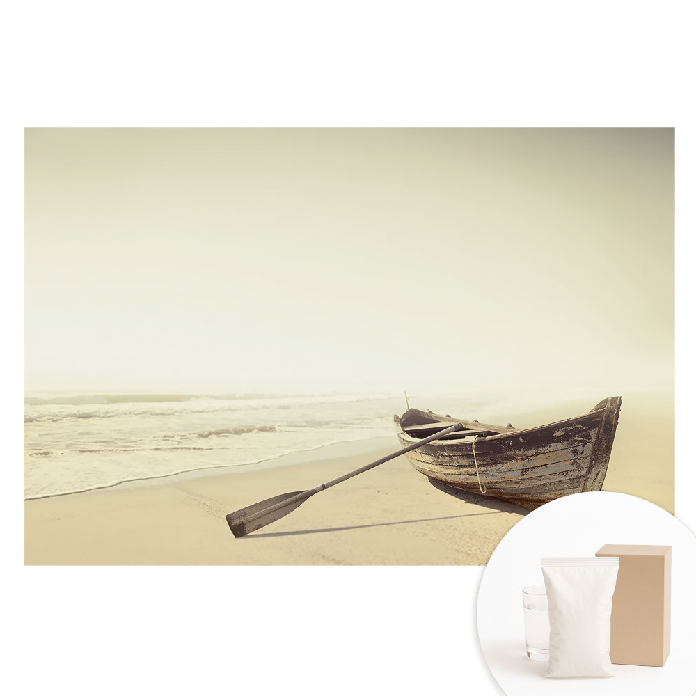 Papier peint photo imprimé sur tissu non tissé Un bateau tranquille sur la plage