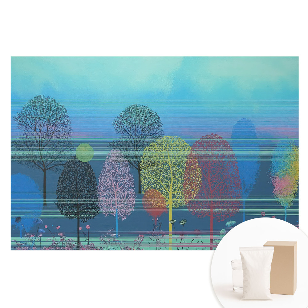 Papier peint intissé imprimé Des arbres colorés se détachant sur le ciel