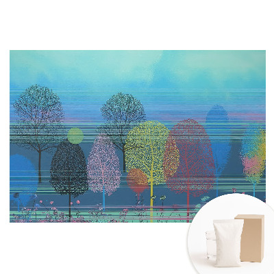 Papier peint intissé imprimé Des arbres colorés se détachant sur le ciel