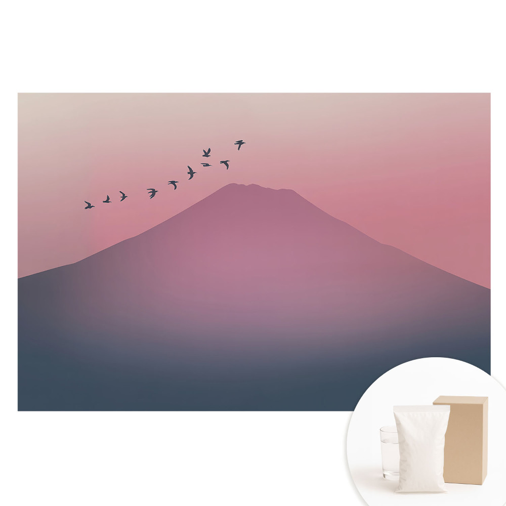 Papier peint photographique sur tissu non tissé Montagnes aux teintes pastel au coucher du soleil