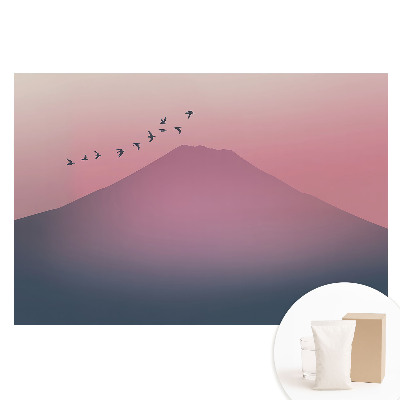 Papier peint panoramique intissé Montagnes aux teintes pastel au coucher du soleil