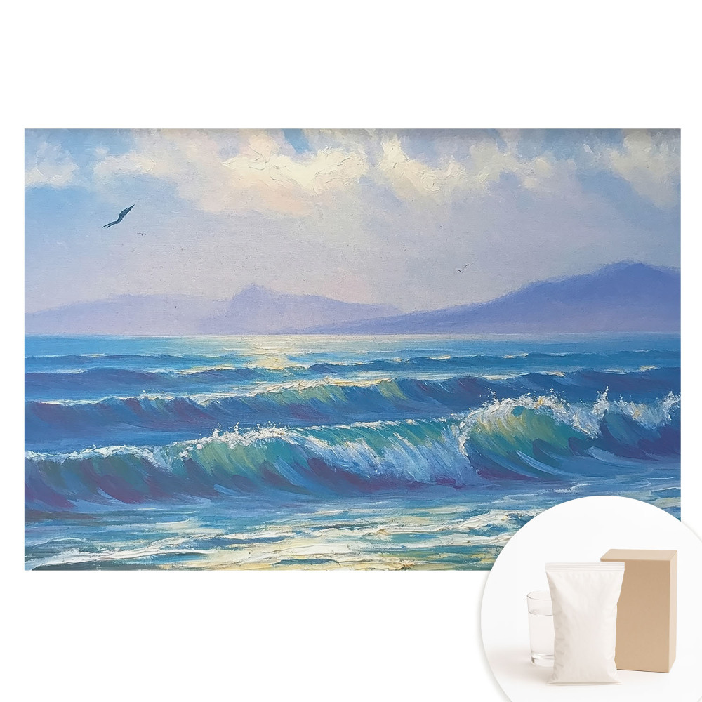 Papier peint photo grand format pour le mur vagues d'harmonie océanique montagnes