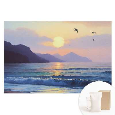 Papier peint photo sur tissu non tissé Coucher de soleil sur la mer dans un style classique