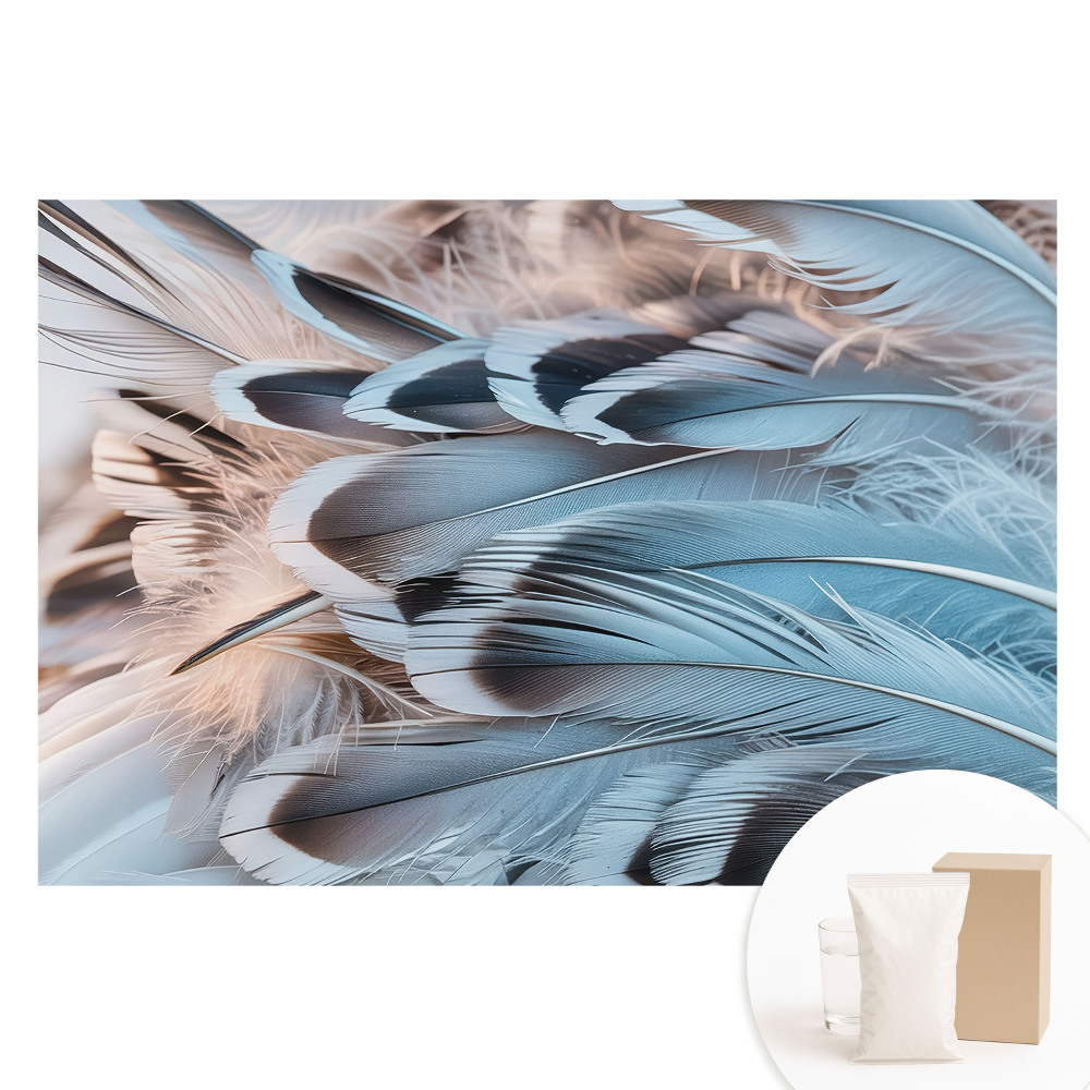 Papier peint photographique intissé Plumes bleues aux motifs harmonieux