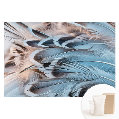 Papier peint intissé à motif de plumes bleues harmonieuses