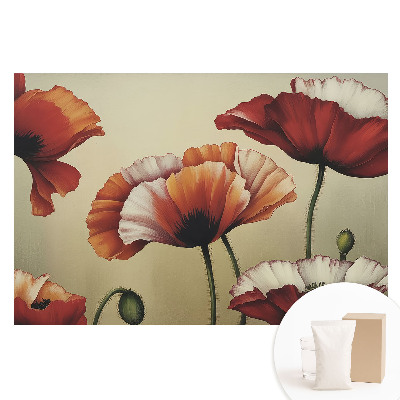 Papier peint panoramique intissé style classique fleurs de coquelicot