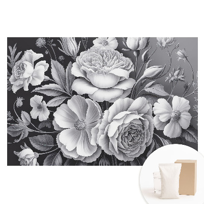 Papier peint intissé imprimé élégance et beauté des fleurs grises