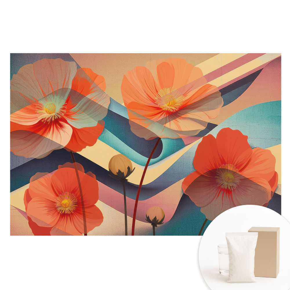 Papier peint photo grand format pour le mur formes abstraites de fleurs orange
