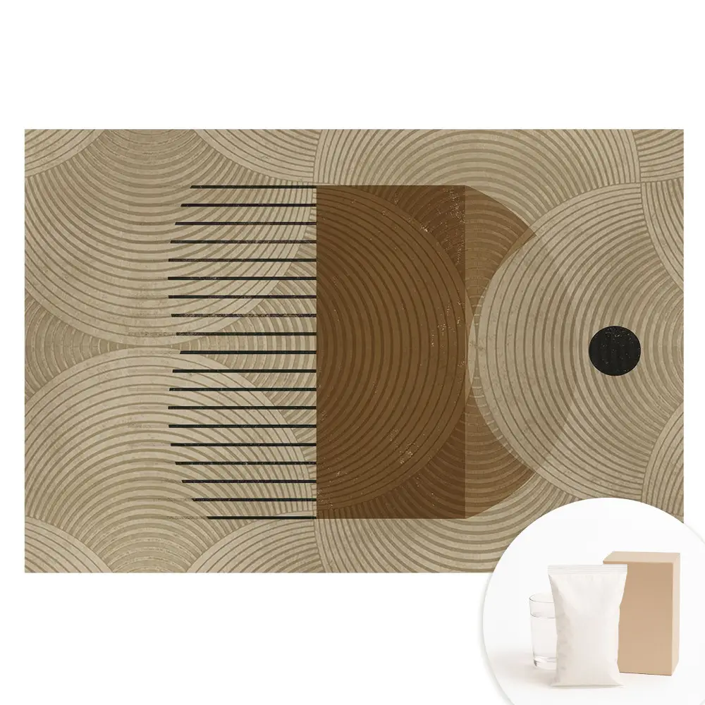Papier peint panoramique intissé Motif géométrique cercles et lignes tons chauds