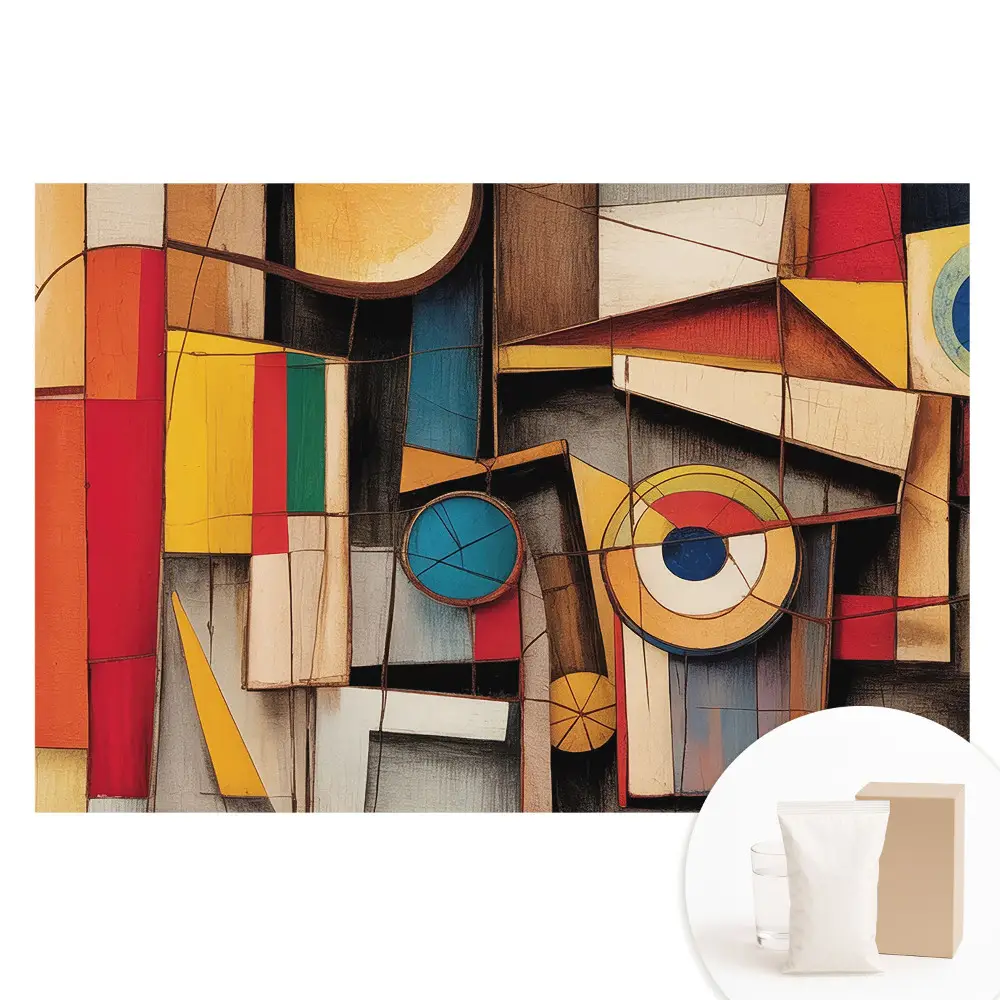 Papier peint intissé à motifs géométriques abstraits aux couleurs vives