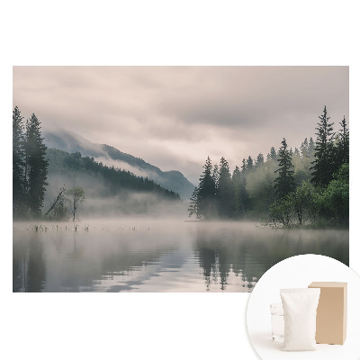 Papier peint intissé Brouillard sur le lac en montagne