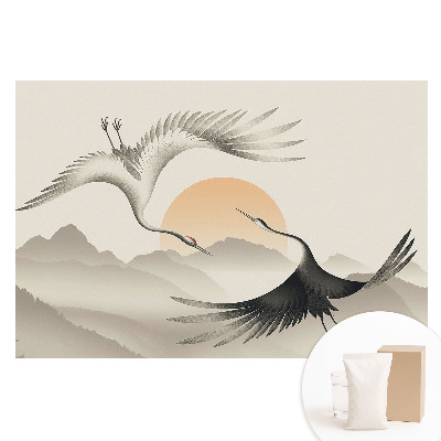 Papier peint intissé Grues au-dessus des montagnes, nature en harmonie