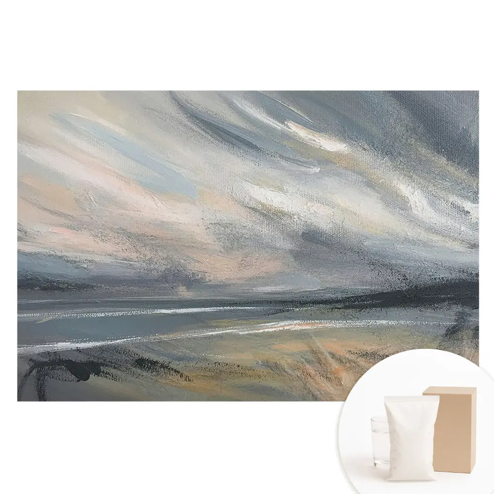 Papier peint intissé panoramique paysage abstrait aux nuances de gris dynamiques
