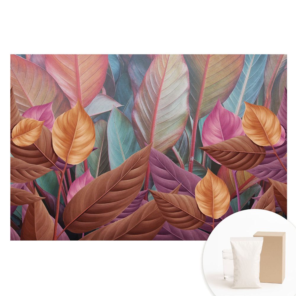 Papier peint panoramique sur intissé motif feuilles aux teintes élégantes et harmonieuses