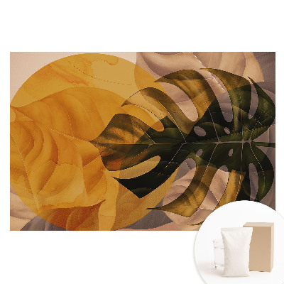 Papier peint intissé à motif de feuilles dans des tons chauds