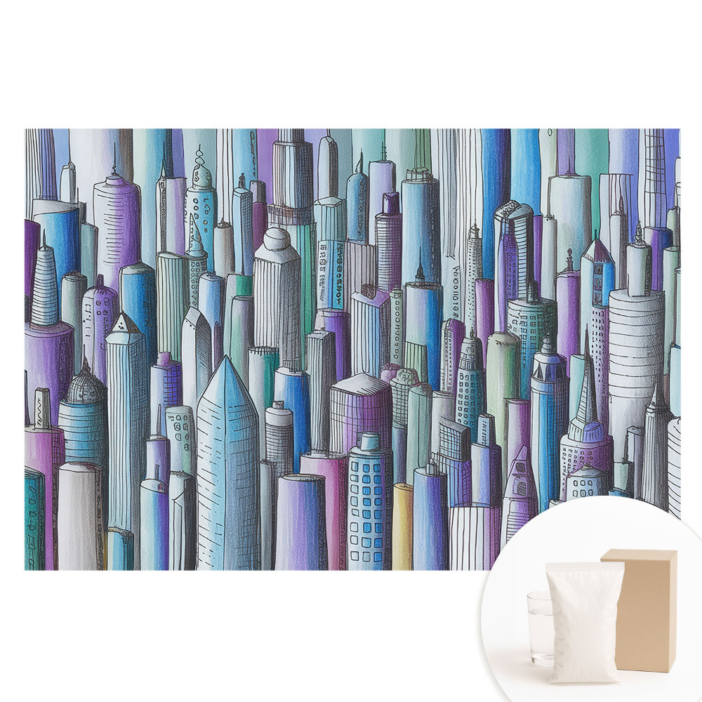 Papier peint intissé panoramique Les gratte-ciel colorés de la métropole