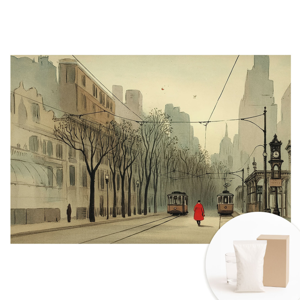 Papier peint photographique intissé symétrie classique du matin d'automne en ville