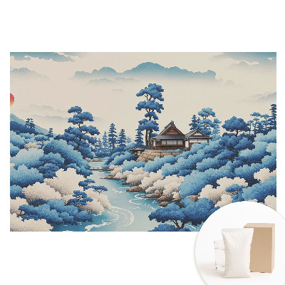 Papier peint photographique intissé Paysage de montagne avec une maison