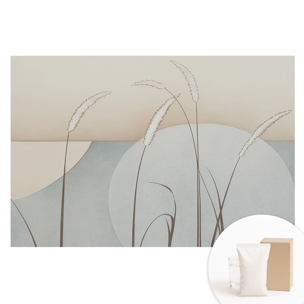 Papier peint photo sur tissu non tissé Un paysage naturel subtil, fait de cercles et d'herbes.