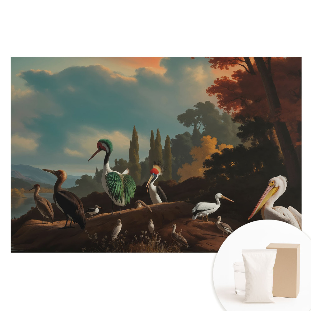 Papier peint panoramique intissé Oiseaux au-dessus de l'eau