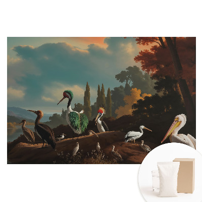 Papier peint panoramique intissé Oiseaux au-dessus de l'eau