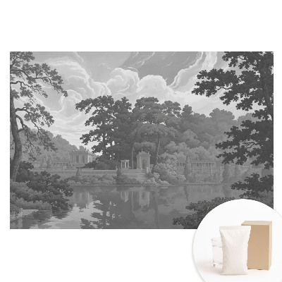 Papier peint panoramique intissé paysage classique avec lac et arbres