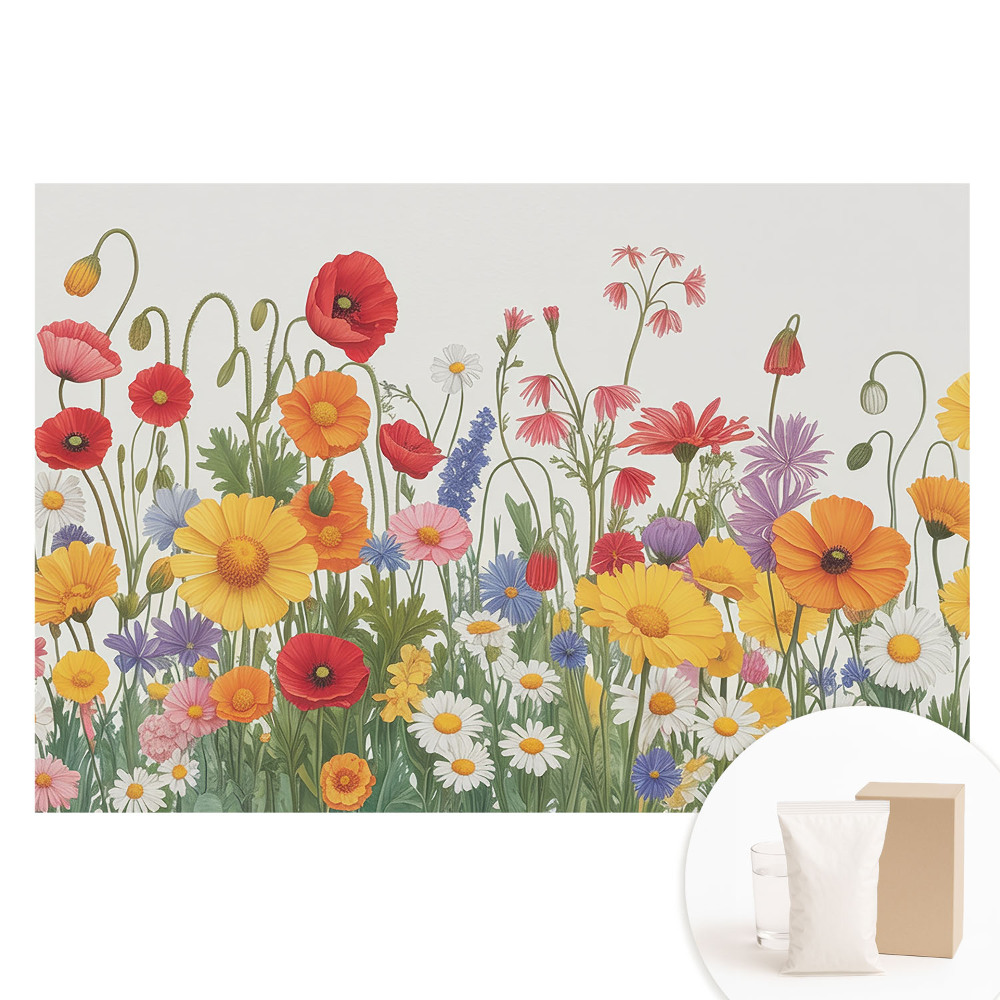 Papier peint intissé Une prairie colorée pleine de fleurs