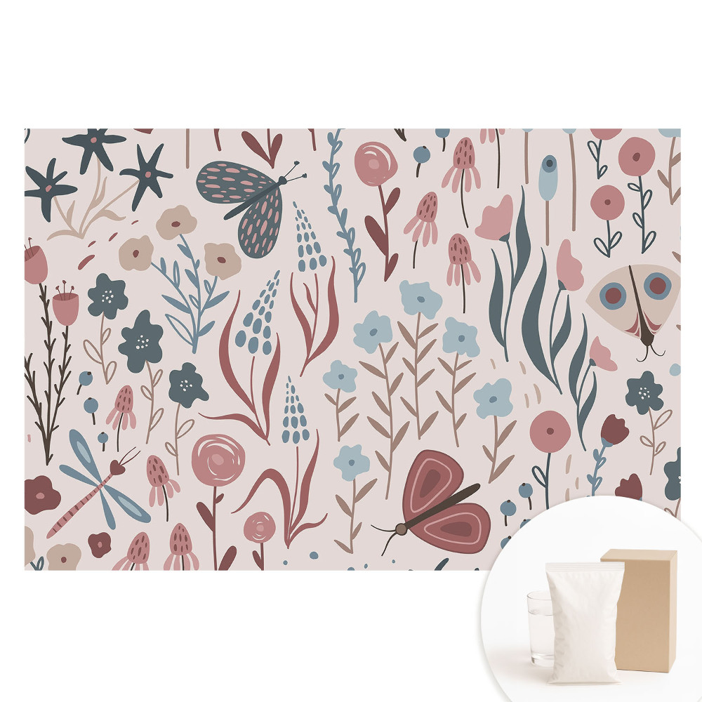 Papier peint photo sur tissu non tissé Fleurs et papillons modernes
